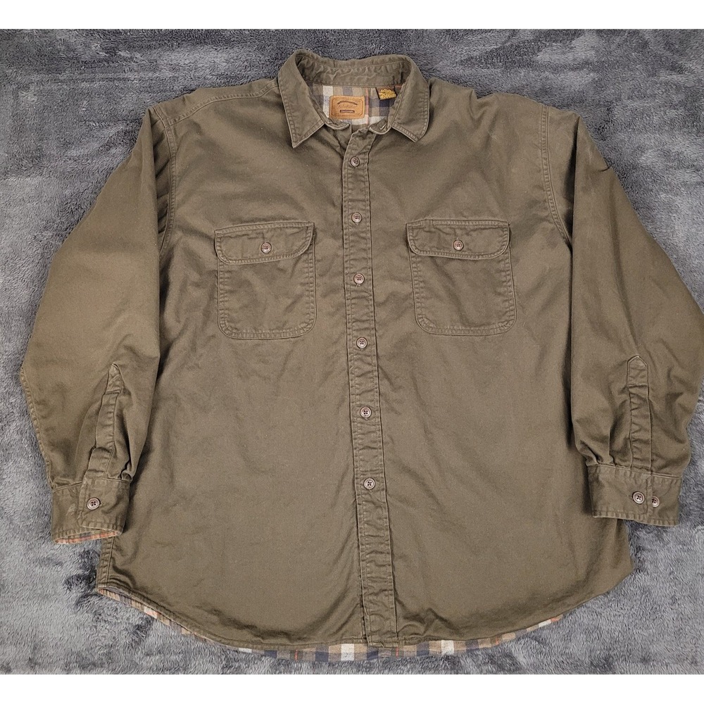 St. John's Bay Flannel Lined Chamois Shirt Men's Size XL Chocolate Brown